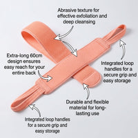 Loofah Ball Three Piece Set, Long Handle Strap for Bathing and Back Washing, Complete Scrubbing Kit, Accessories