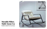 High rearrest Upholstered Rocking Chair Padded Seat Household Furniture Sturdy Frame Indoor Seating Ergonomic Design for New Parents, Book Lovers, Living Room, Balcony, Bedroom, perusing corner