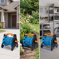 Manual Winding Hose Reel Cart with Crank Handle Portable Hose Storage Cart Heavy Duty Rust Resistant for Garden Watering