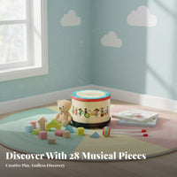 Early Education child's Floor Tom Rhythm Development Musical Instrument Comes with 2 Drumsticks young child Drum Includes Shoulder Strap for young children, Preschoolers, Preschool, Music session, Playroom, sessionroom