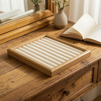 Band Display Tray with Grooves Grooved Jewelry Tray with Band Slots Padded for Jewelers, Collectors, Dressing Table, Boutique, Countertop