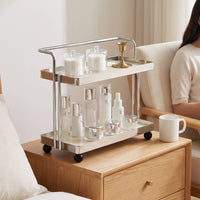 Two-Tier Storage Rack Space-Saving Countertop Rack with Trays Open Tabletop Organizer for Vanity