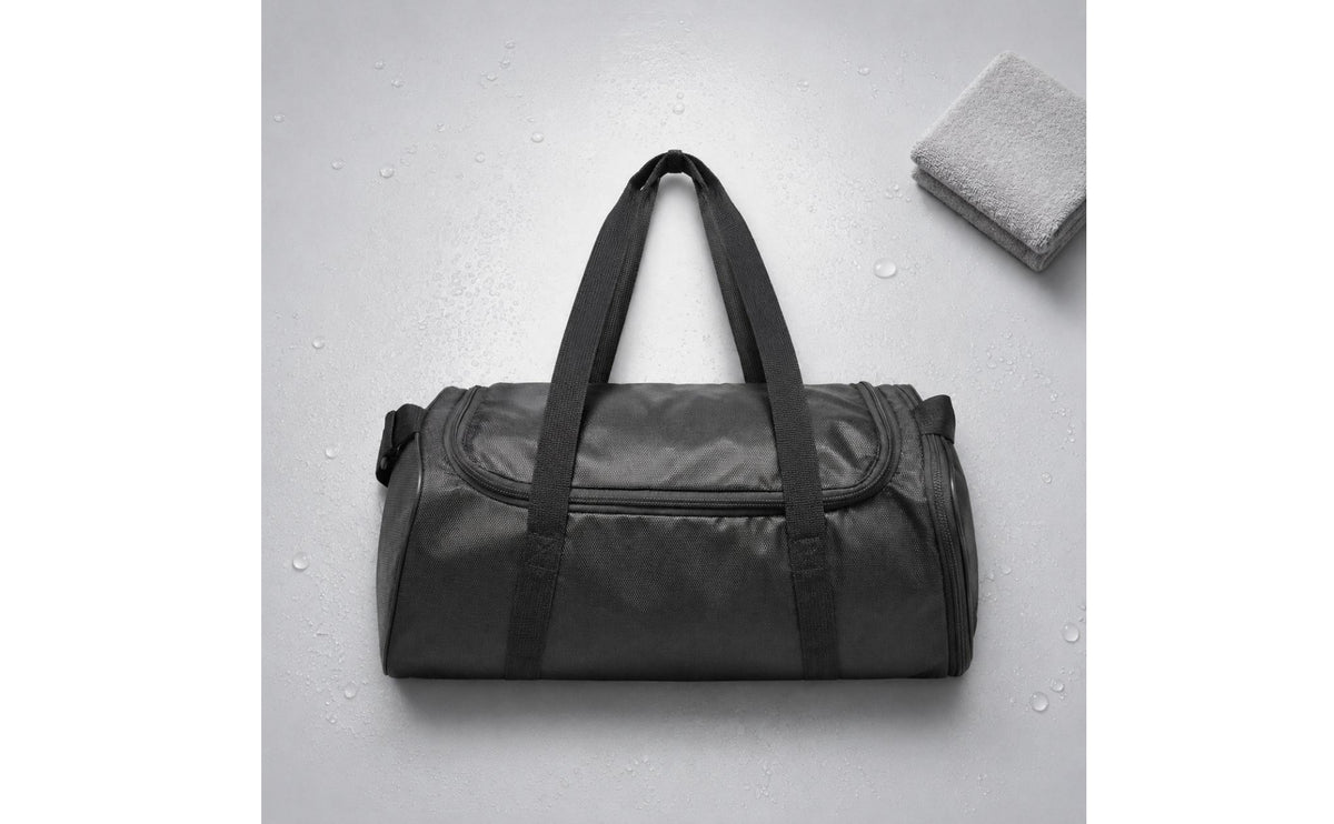 Wet Dry Duffel Bag Textured Material Shoe Compartment Duffel Shoe Compartment Sports Bag Zipper Closure Shoulder Strap