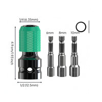 Diamond Grip Telescopic Wrench Adapter Metal Electric Wrench Adapter Green Sleeve Power Tool Accessory Black Body