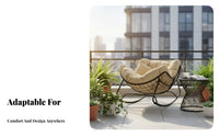 Nordic aesthetic Upholstered rocking seat Light Luxury Aesthetic Rocking Chair High spinerest Indoor Furniture Thick Padded padding for Apartment Dwellers, Homeowners, Balcony, Living Room, Bedroom, study corner