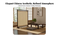 Zen Aesthetic Single-Panel Standing Screen Minimalist Design Room Divider Sturdy Frame Home Furnishing Opaque Textile for Tea Ceremony Enthusiasts, Meditation Practitioners, Bedroom, Entrance Hall, Studio Apartment, Restaurant