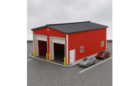 Flat Roof 1:64 Scale Garage Model Vehicle Openings Corrugated Garage Model for Scene Building
