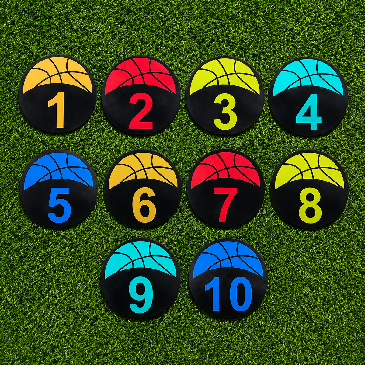 16x Numbered Training Discs, 23cm Flat Cones, Bright Hue Sports Markers for Agility, Kids Training, Practice Equipment
