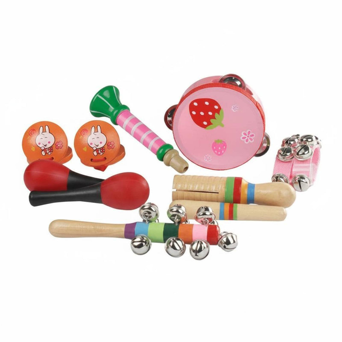 10 Pieces Rhythm Percussion Music Set Learning Children's Musical Instrument Set Bright Colors Preschool Percussion Kit for Stage Performances