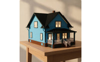 Miniature house  with Porch European-Style Gabled Roofed House Model Decorative Dollhouse for Architectural Scenes