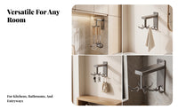 Drilltool-Less Rotating Kitchen Hook Rack Aluminum Alloy 6-Hook Utensil Rack Space-Saving