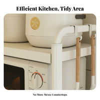 Expandable Design Extendable Microwave Oven Rack Space Saving Countertop Appliance Storage Stand Heavy Duty Adjustable Microwave Stand Sturdy Construction for Homeowners, Renters, Students, Small Apartment, Pantry, Away Ice, Garage