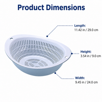 Small Colander and Bowl Set, Double Layer Rice Strainer, PP Kitchen Strainer for Washing Vegetables & Fruit, 34x29x11cm