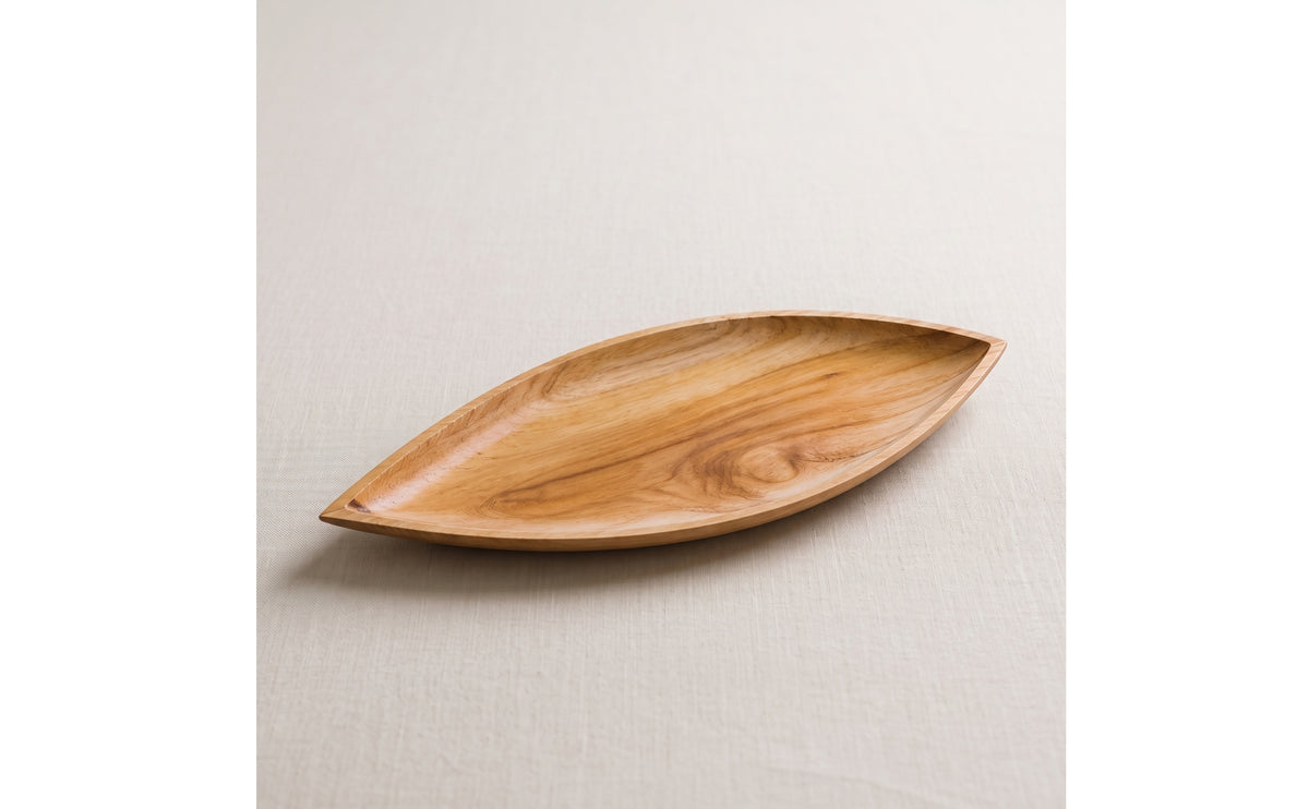 Marine-Shaped-Shaped Tray Artisanal Boat-Shaped Serving Tray Wood Serving Platter Multifunctional Unique for Tea Table, Entryway