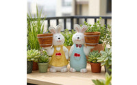 Hare Garden Planter Ornaments Weatherproof Bunny Figurine with Flowerpot Rustic Ornament for Gardeners, Patio