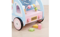 Interactive Ice Cream Truck Pusher Multi-Functional Wooden Baby Push Pusher Push Toy with Bead Maze Child-Friendly for Toddlers, Nursery