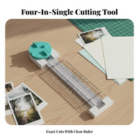 Precise Cutting 4-in-1 Paper Cutter Accurate Measurement Multi-Function Paper Trimmer Portable for Scrapbookers, Crafters, Card Making, Home