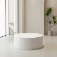 White Round Display Pedestal Minimalist Cylindrical Display Stand Slim Cylindrical Pedestal Modern for Photographers, Merchants, Photography, Livestream, Wedding