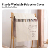 Washable Clothes Rack Dust Cover Clear Window Garment Rack Cover Easy to Clean for Homeowners, Students, Bedroom, Dorm Room, Basement