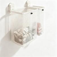 Mesh Hamper with Suction Cups Breathable Foldable Laundry Basket for Washroom, Small Apartments