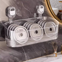 Waterproof Suction Cup Shower Holder Strong Load-Bearing Wall Mounted Bathroom Shelf Large Capacity for Renters, Dorm Room, RV, Kitchen