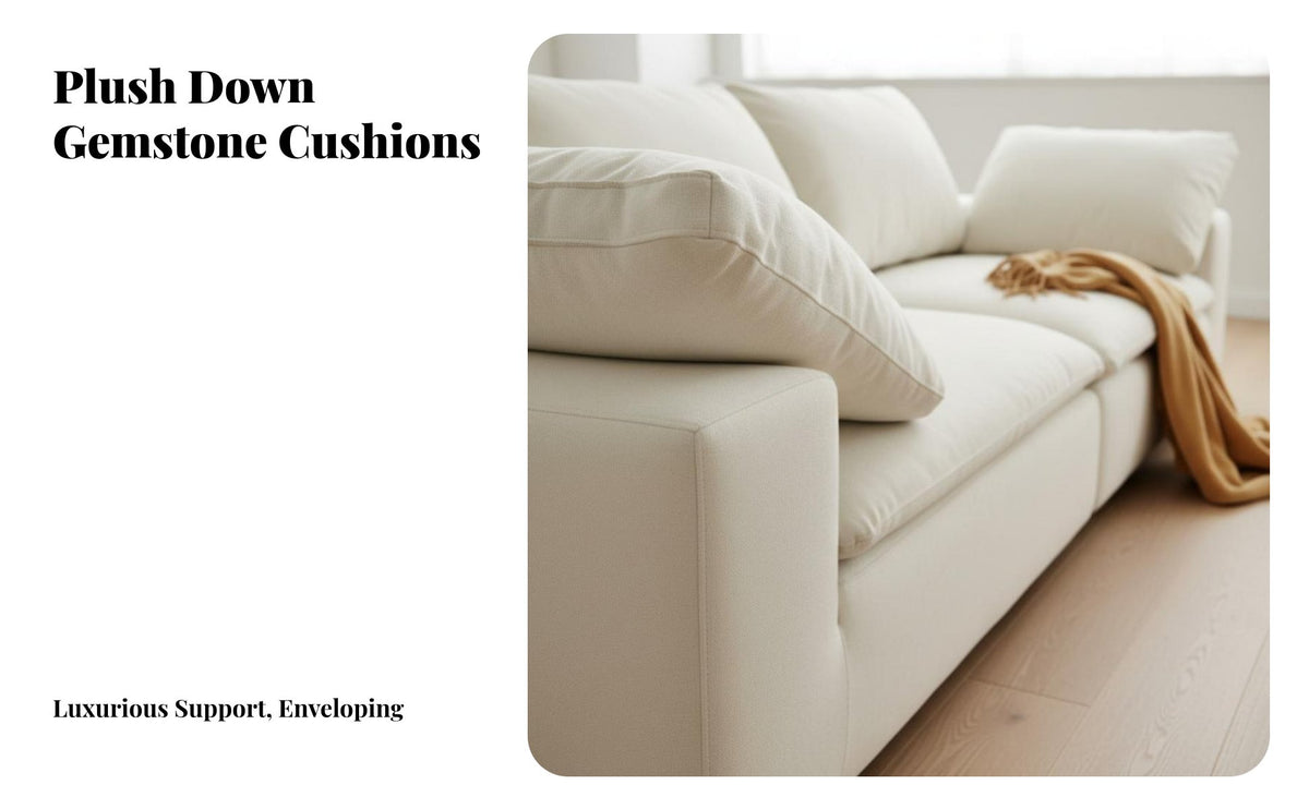 Plush configurable Couch Down Feather Filling Sectional Sofa billowyLike Comfort Household Furniture for Families, Homeowners, Living Room, Lounge Area