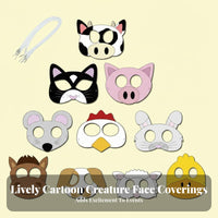 10 Pieces Farm Creature Face Covers Role-Playing Farm Animal Face Covers Imaginative children Play Costume accessory for Young Children