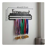 Great Gift Gymnastics Medal Holder Easy Installation Metal Medal Display Rack Heavy Duty Ribbon Awards Organizer Space Saving for Gymnasts, Athletes, Kids