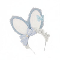 Bunny Ears Headband Charming Design Lace Bow Bunny Ears Snug Fit Lace Bow Hare Ear Hair Hoop for Cosplayers, Halloween