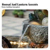 Realistic Rock Texture Rockery Water Fountain Nature-Inspired Design Cascading Water Fountain Creates Peaceful Ambiance Weather-Resistant for Feng Shui Enthusiasts, Balcony, Patio, Office Lobby