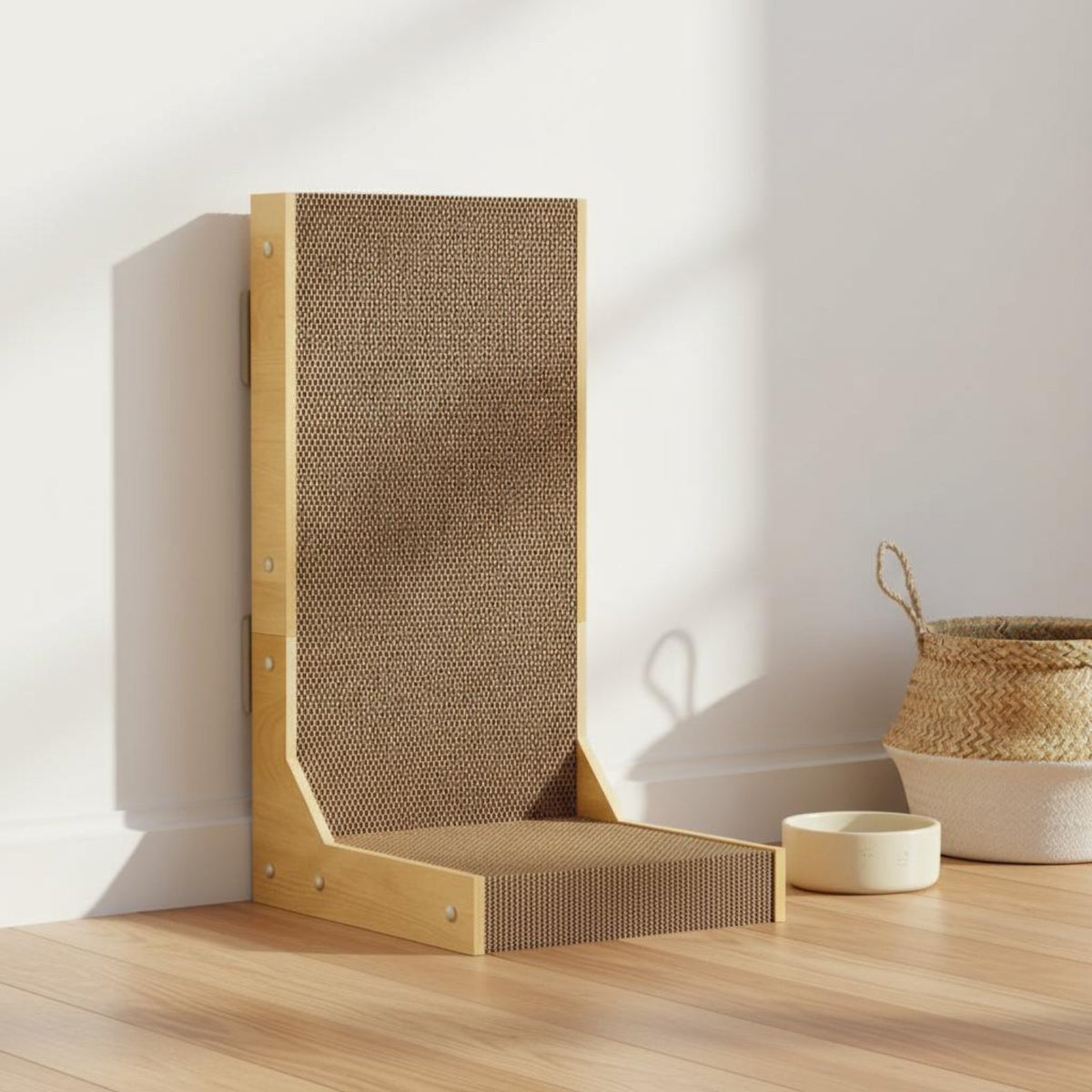 L-Shaped Cat Scratching Pad Cardboard Cat Scratcher Pet Accessory Protection for Cats, Kittens, Apartment