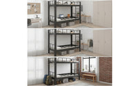 Metal Bunk Bed Space-Saving Bunk Bed with Ladder Heavy-Duty Furniture for Roommates, Employees, Dormitory, Shared Apartment, Employee Housing