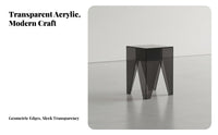 Lightweight and Movable Transparent Accent Table Minimalist Design Transparent Geometric Pedestal Space-Saving Nightstand Easy to Clean for Interior Designers, Young Adults, Living Room, Bedroom, Small Areas, Entryway