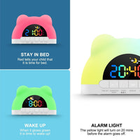 FAKTOM Children's Alarm Clock with Green/Red Light Gentle Wake-Up Function