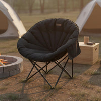 Comfortable Portable Moon Lounge Chair Sturdy Frame Moon Chair Heavy Duty Outdoor Furniture Side Pocket for Camping, Fishing, Picnic