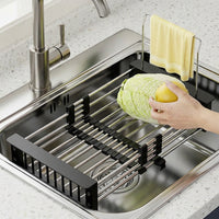 Dish Rack and Sink Strainer with Dish Drainer, Stainless Steel Cutlery Drainer, Space Saving Kitchen Sink Organizer for Your Kitchen Counter