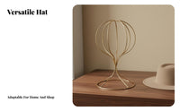 Gold Hat Display Stand Minimalist Design Wireframe Hat Holder Metal Hairpiece Holder Multi-Use Desktop Hairpiece Stand