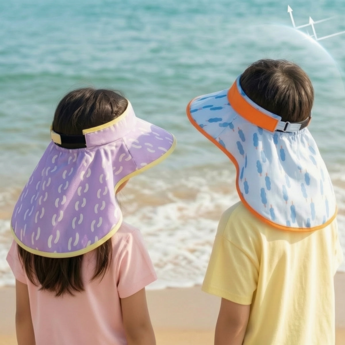 Sun Hat with Neck Flap Wide Brim Open Open-Top Sun Hat Visor with Neck Flap Protection Lightweight for Children, Outdoor