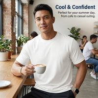 Mens Summer Shirts Short Sleeve, Pima Crew Neck T-Shirt for Lightweight Breathable Casual Wear for Hot Weather