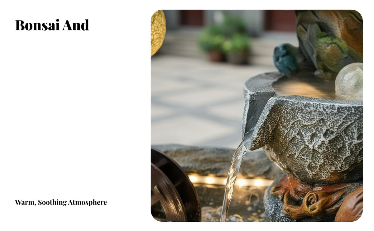 Realistic Rock Texture Rockery Water Fountain Nature-Inspired Design Cascading Water Fountain Creates Peaceful Ambiance Weather-Resistant for Feng Shui Enthusiasts, Balcony, Patio, Office Lobby