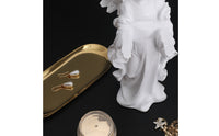 Praying Angel Figurine White Finish Angel Tray Holder Small Item Tray Statue Gold Toned Tabletop