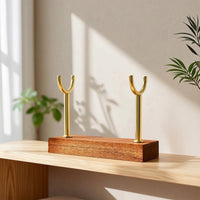 Display Stand with Metal Posts Tabletop Wooden Display Stand Holder Decorative Minimalist for Collectors, Shelf, Desk