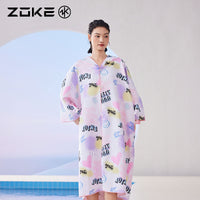 zoke洲克成人浴袍开衫吸水速干斗篷女士防晒保暖浴巾游泳专用浴袍