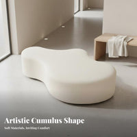 Irregular Shape FluffyShaped Ottoman Soft Texture Backless Padded Seat Minimalist Aesthetic End-of-Bed Stool Versatile Use for Interior Designers, Homeowners, Business Owners, Clothing Retail Establishment, Beauty Salon, Cloakroom, Reception Area