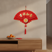 2026 New Year Lucky Character Fan-Shaped Wall Hanging for Living Room TV Background