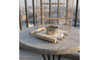 Easy to Clean Parrot Perch Feeder Removable Bowls Enclosure Mounted Bird Feeder Perch Space Saving Parrot Food and Water Bowl Stand Natural Wood for Parrots, Cockatiels, Small Birds, Aviary