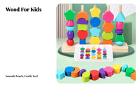 Educational 5-Post Stacking Game Develops Hand-Eye Coordination Wooden Geometric Stacker Promotes Logical Thinking for Classroom, Playroom