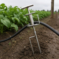 T-Handle Hose Guiding Stake Support Rings Hose Turning Tool Bent Base Silver Finish for Farm Spraying
