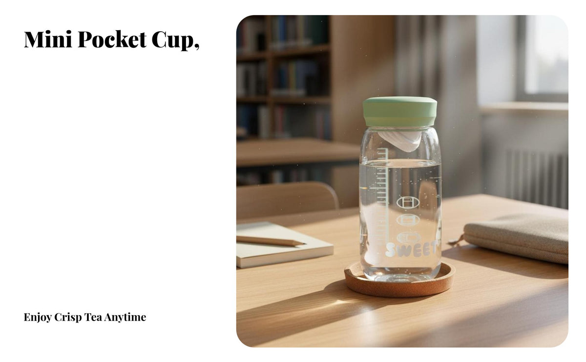 Mini Water Bottle High Temperature Resistant Small Tea Infuser Bottle Clear Measurement Markings Portable Cup for School, Daily Use, on the Go