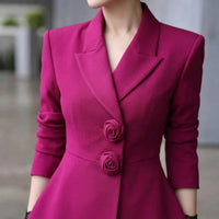 Ladies Trouser Suits for Wedding Guests with Bootcut Flared Trousers, Plus Size Long Sleeve Jacket Set for Office Wear, Polyester Womens Formal